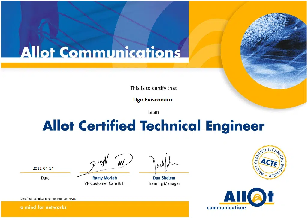 Allot Certified Technical Engineer