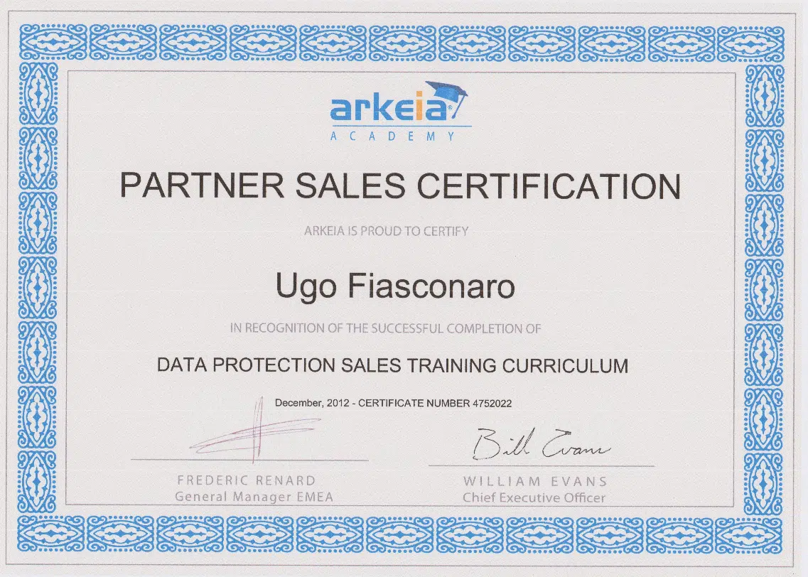 La certificazione Data Protection Arkeia per la protezione dei dati memorizzati su supporti di backup.