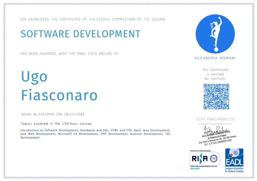 software development certification