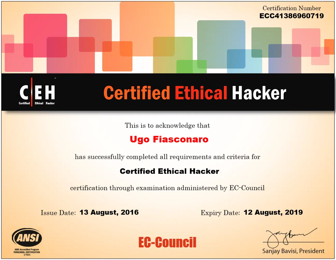 Esperto di CEH hacking etico.
